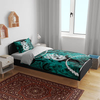 Maori Matariki Manaia Turquoise Bedding Set Maori Kowhaiwhai Pattern Galaxy