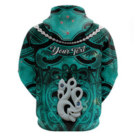 Personalised Maori Matariki Manaia Turquoise Hoodie Maori Kowhaiwhai Pattern Galaxy