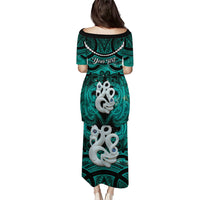 Personalised Maori Matariki Manaia Turquoise Puletasi Maori Kowhaiwhai Pattern Galaxy