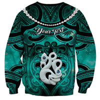 Personalised Maori Matariki Manaia Turquoise Sweatshirt Maori Kowhaiwhai Pattern Galaxy
