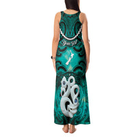 Personalised Maori Matariki Manaia Turquoise Tank Maxi Dress Maori Kowhaiwhai Pattern Galaxy