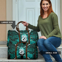Maori Matariki Manaia Turquoise Travel Bag Maori Kowhaiwhai Pattern Galaxy
