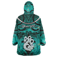 Personalised Maori Matariki Manaia Turquoise Wearable Blanket Hoodie Maori Kowhaiwhai Pattern Galaxy