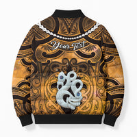 Personalised Maori Matariki Manaia Kowhai Bomber Puffer Jacket Maori Kowhaiwhai Pattern Galaxy