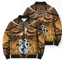 Personalised Maori Matariki Manaia Kowhai Bomber Puffer Jacket Maori Kowhaiwhai Pattern Galaxy
