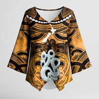 Personalised Maori Matariki Manaia Kowhai Kimono Sleeve Blouse Maori Kowhaiwhai Pattern Galaxy