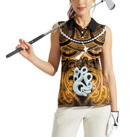 Personalised Maori Matariki Manaia Kowhai Women Sleeveless Polo Shirt Maori Kowhaiwhai Pattern Galaxy LT01 - Polynesian Pride