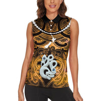 Personalised Maori Matariki Manaia Kowhai Women Sleeveless Polo Shirt Maori Kowhaiwhai Pattern Galaxy LT01 - Polynesian Pride