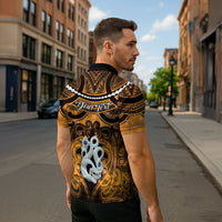 Personalised Maori Matariki Manaia Kowhai Zipper Polo Shirt Maori Kowhaiwhai Pattern Galaxy
