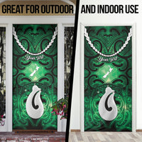 Personalised Maori Matariki Hei Matau Kakariki Door Cover Maori Kowhaiwhai Pattern Galaxy