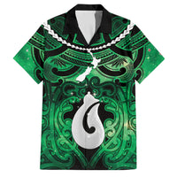 Personalised Maori Matariki Hei Matau Kakariki Family Matching Long Sleeve Bodycon Dress and Hawaiian Shirt Maori Kowhaiwhai Pattern Galaxy LT01 Dad's Shirt - Short Sleeve Green - Polynesian Pride