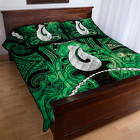 Maori Matariki Hei Matau Kakariki Quilt Bed Set Maori Kowhaiwhai Pattern Galaxy
