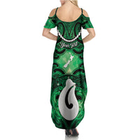 Personalised Maori Matariki Hei Matau Kakariki Summer Maxi Dress Maori Kowhaiwhai Pattern Galaxy