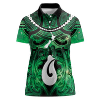 Personalised Maori Matariki Hei Matau Kakariki Women Polo Shirt Maori Kowhaiwhai Pattern Galaxy LT01 Female Green - Polynesian Pride