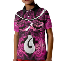 Personalised Maori Matariki Hei Matau Mawhero Kid Polo Shirt Maori Kowhaiwhai Pattern Galaxy