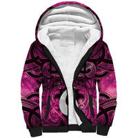 Personalised Maori Matariki Hei Matau Mawhero Sherpa Hoodie Maori Kowhaiwhai Pattern Galaxy LT01 Unisex Pink - Polynesian Pride