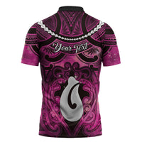 Personalised Maori Matariki Hei Matau Mawhero Zipper Polo Shirt Maori Kowhaiwhai Pattern Galaxy LT01 - Polynesian Pride