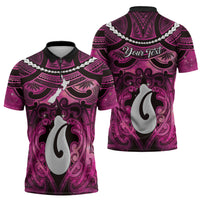 Personalised Maori Matariki Hei Matau Mawhero Zipper Polo Shirt Maori Kowhaiwhai Pattern Galaxy LT01 - Polynesian Pride