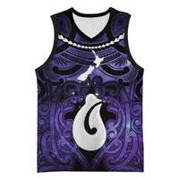 Personalised Maori Matariki Hei Matau Waiporoporo Basketball Jersey Maori Kowhaiwhai Pattern Galaxy