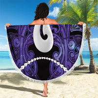 Maori Matariki Hei Matau Waiporoporo Beach Blanket Maori Kowhaiwhai Pattern Galaxy