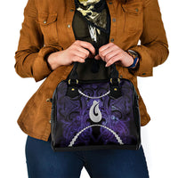 Maori Matariki Hei Matau Waiporoporo Shoulder Handbag Maori Kowhaiwhai Pattern Galaxy