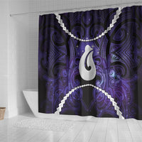 Maori Matariki Hei Matau Waiporoporo Shower Curtain Maori Kowhaiwhai Pattern Galaxy