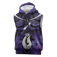 Personalised Maori Matariki Hei Matau Waiporoporo Sleeveless Zip Hoodie Maori Kowhaiwhai Pattern Galaxy LT01 Purple - Polynesian Pride