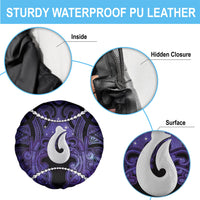 Maori Matariki Hei Matau Waiporoporo Spare Tire Cover Maori Kowhaiwhai Pattern Galaxy