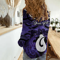 Personalised Maori Matariki Hei Matau Waiporoporo Women Casual Shirt Maori Kowhaiwhai Pattern Galaxy LT01 - Polynesian Pride