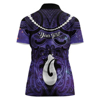 Personalised Maori Matariki Hei Matau Waiporoporo Women Polo Shirt Maori Kowhaiwhai Pattern Galaxy LT01 - Polynesian Pride