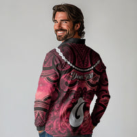 Personalised Maori Matariki Hei Matau Whero Long Sleeve Polo Shirt Maori Kowhaiwhai Pattern Galaxy