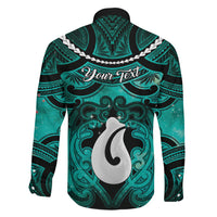 Personalised Maori Matariki Hei Matau Turquoise Family Matching Mermaid Dress and Hawaiian Shirt Maori Kowhaiwhai Pattern Galaxy LT01 - Polynesian Pride