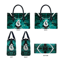Maori Matariki Hei Matau Turquoise Leather Bag Maori Kowhaiwhai Pattern Galaxy