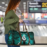 Maori Matariki Hei Matau Turquoise Travel Bag Maori Kowhaiwhai Pattern Galaxy