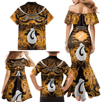 Personalised Maori Matariki Hei Matau Kowhai Family Matching Mermaid Dress and Hawaiian Shirt Maori Kowhaiwhai Pattern Galaxy LT01 - Polynesian Pride
