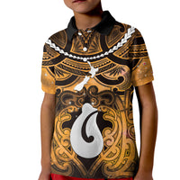 Personalised Maori Matariki Hei Matau Kowhai Kid Polo Shirt Maori Kowhaiwhai Pattern Galaxy