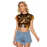 Personalised Maori Matariki Hei Matau Kowhai Raglan Cropped T Shirt Maori Kowhaiwhai Pattern Galaxy