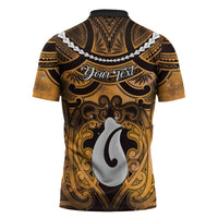 Personalised Maori Matariki Hei Matau Kowhai Zipper Polo Shirt Maori Kowhaiwhai Pattern Galaxy LT01 - Polynesian Pride