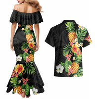 Hawaii Pineapple Tropical Couples Matching Mermaid Dress and Hawaiian Shirt Colorful Hibiscus Plumeria LT01 - Polynesian Pride