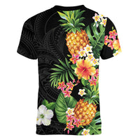 Hawaii Pineapple Tropical Women V-Neck T-Shirt Colorful Hibiscus Plumeria LT01 - Polynesian Pride