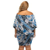Ninamu Tahiti Tiare Monstera Family Matching Off Shoulder Short Dress and Hawaiian Shirt Polynesian Pattern Curve Style LT01 - Polynesian Pride