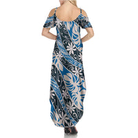 Ninamu Tahiti Tiare Monstera Family Matching Summer Maxi Dress and Hawaiian Shirt Polynesian Pattern Curve Style LT01 - Polynesian Pride