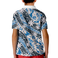 Ninamu Tahiti Tiare Monstera Kid Polo Shirt Polynesian Pattern Curve Style - Polynesian Pride