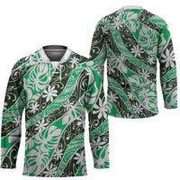 Matie Tahiti Tiare Monstera Hockey Jersey Polynesian Pattern Curve Style - Polynesian Pride