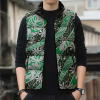 Matie Tahiti Tiare Monstera Sleeveless Puffer Jacket Polynesian Pattern Curve Style LT01 - Polynesian Pride