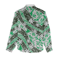 Matie Tahiti Tiare Monstera Women Casual Shirt Polynesian Pattern Curve Style - Polynesian Pride