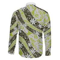 Olive Tahiti Tiare Monstera Family Matching Short Sleeve Bodycon Dress and Hawaiian Shirt Polynesian Pattern Curve Style LT01 - Polynesian Pride