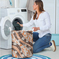 Puatou Tahiti Tiare Monstera Laundry Basket Polynesian Pattern Curve Style - Polynesian Pride