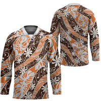 Puatou Tahiti Tiare Monstera Hockey Jersey Polynesian Pattern Curve Style - Polynesian Pride