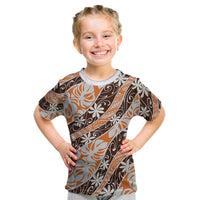 Puatou Tahiti Tiare Monstera Kid T Shirt Polynesian Pattern Curve Style - Polynesian Pride